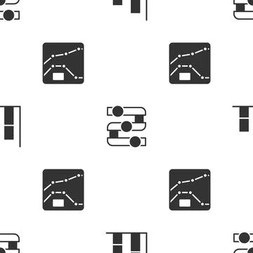Set Graph, chart, diagram, and on seamless pattern. Vector Stock Illustration