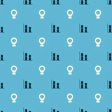 Set Graph, chart, diagram and Location on seamless pattern. Vector Stockillustratie