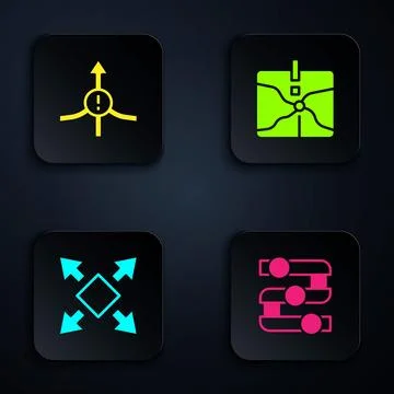 Set Graph, chart, diagram, Arrow, Many ways directional arrow and Intersection Stock-Illustration