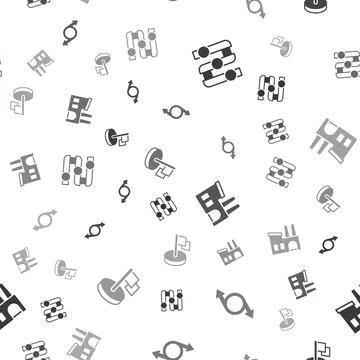 Set Graph, chart, diagram, Arrow, Factory and Flag on seamless pattern. Vecto 스톡 일러스트