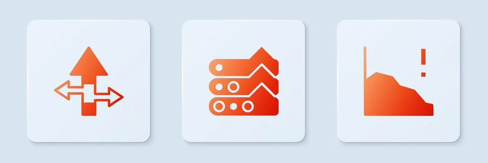 Set Graph, chart, diagram, Arrow and Financial growth decrease. White squar.. Stock Illustration