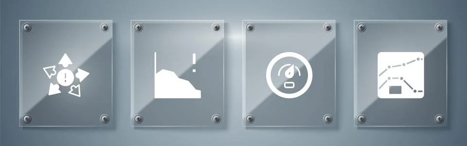 Set Graph, chart, diagram, Digital speed meter, Financial growth decrease and Stock Illustration