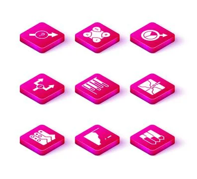 Set Graph, chart, diagram, Financial growth decrease, Arrow, Pie infographic Stock Illustration