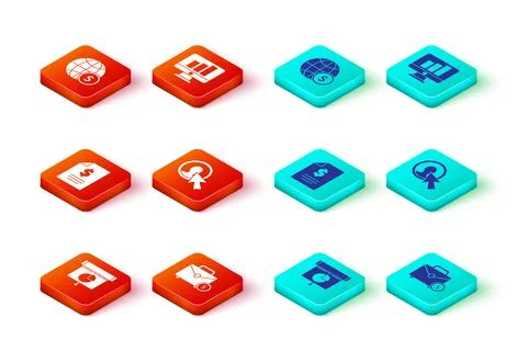 Set Graph, chart, diagram, infographic, Briefcase and money, Contract, User of Stock-Illustration