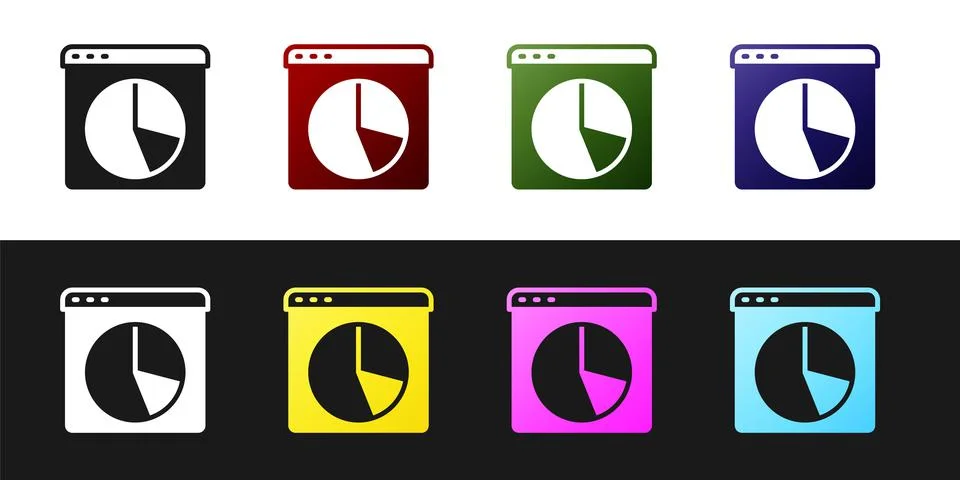 Set Graph, chart, diagram, infographic icon isolated on black and white backg Illustrazione stock