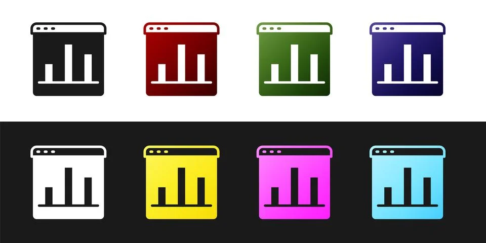 Set Graph, chart, diagram, infographic icon isolated on black and white 스톡 일러스트