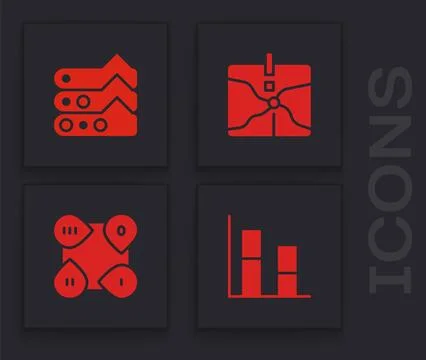 Set Graph, chart, diagram, , Intersection point and Infographic element ico.. Stock Illustration