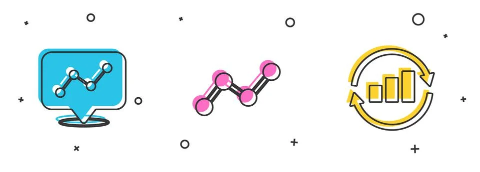 Set Graph chart infographic, and icon. Vector Stock Illustration
