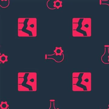 Set Graph chart infographic and Test tube on seamless pattern. Vector Illustrazione stock