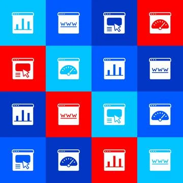 Set Graph chart infographic, Browser window, UI or UX design and Digital speed Stock Illustration