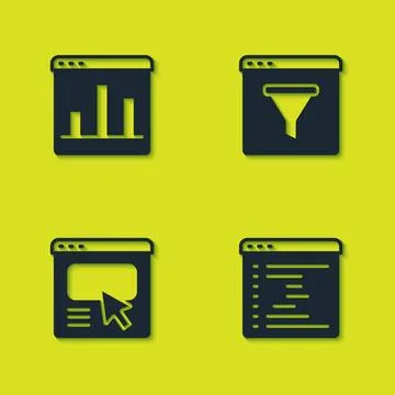 Set Graph chart infographic, Browser window, UI or UX design and  icon. Vecto 스톡 일러스트