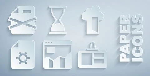 Set Graph chart infographic, Cloud database, Document settings, Identification Stock Illustration