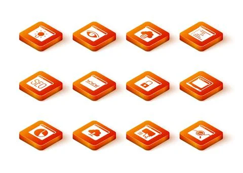 Set Graph chart infographic, Cloud upload, SEO optimization, Browser window,  Stock Illustration