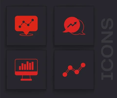Set Graph chart infographic, Financial growth and Monitor with icon. Vector Stock Illustration