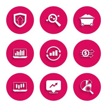 Set Graph chart infographic, Financial growth, Search data analysis, dollar Illustrazione stock