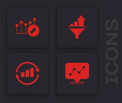 Set Graph chart infographic, Financial growth, Sales funnel with and icon Stock Illustration