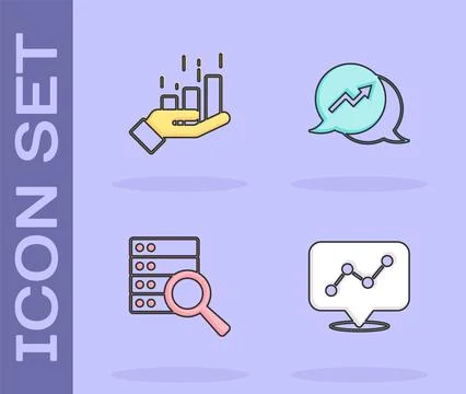 Set Graph chart infographic, Financial growth, Server and icon. Vector Illustrazione stock
