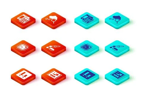 Set Graph chart infographic, Graphing paper for engineering, Processor CPU,.. Illustrazione stock