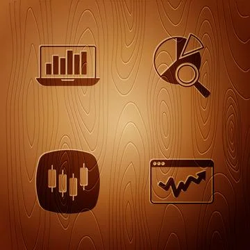Set Graph chart infographic, Laptop with, Browser stocks market and Search data Stock Illustration