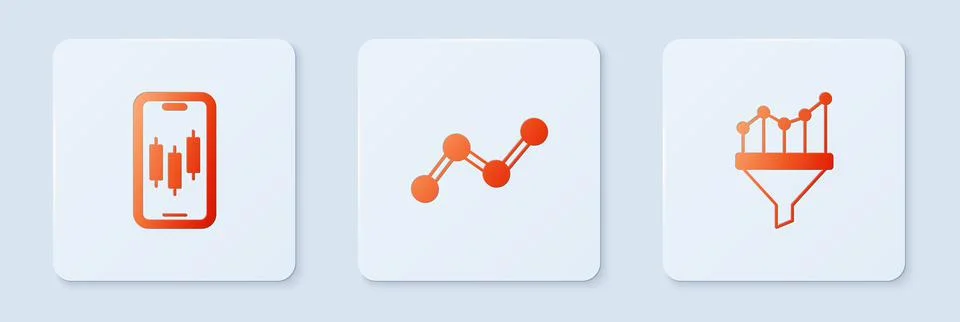 Set Graph chart infographic, Mobile stock trading and Sales funnel with. White Illustrazione stock