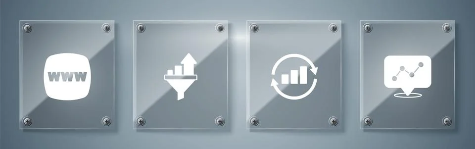 Set Graph chart infographic, Sales funnel with and Website template. Square Stock Illustration