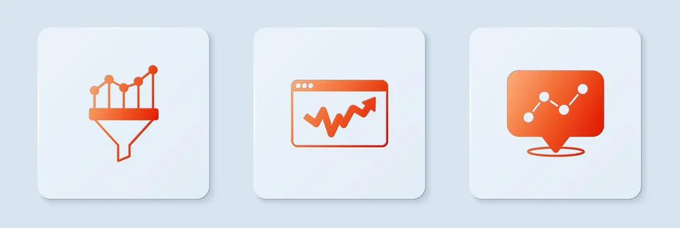 Set Graph chart infographic, Sales funnel with and . White square button. Vector Stock Illustration