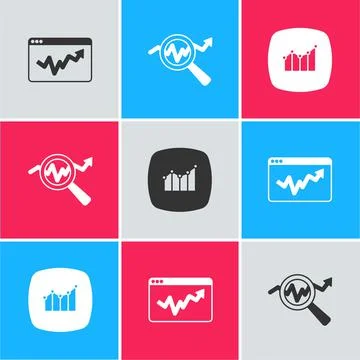 Set Graph chart infographic, Search data analysis and Financial growth icon Stock Illustration
