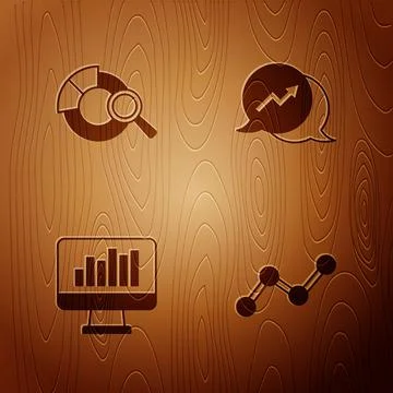 Set Graph chart infographic, Search data analysis, Monitor with and Financial Stock Illustration