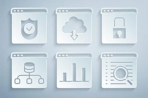 Set Graph chart infographic, Secure your site with HTTPS, SSL, Server, Data.. 스톡 일러스트