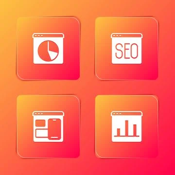 Set Graph chart infographic, SEO optimization, Web developer programming code Illustrazione stock