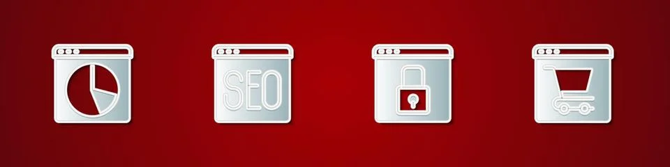 Set Graph chart infographic, SEO optimization, Secure your site with HTTPS, SSL Иллюстрация