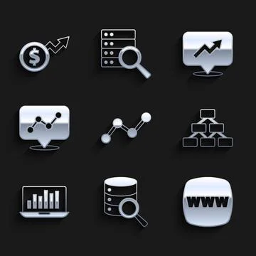 Set Graph chart infographic, Server, Website template, Hierarchy organogram Stock Illustration