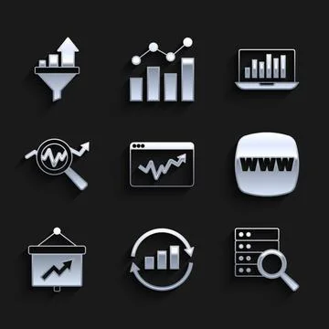 Set Graph chart infographic, Server, Website template, Board with, Search data Illustrazione stock