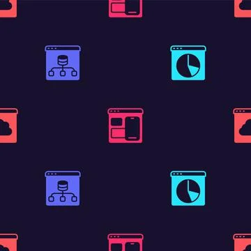 Set Graph chart infographic, Server, Data, Web developer programming code and Stock Illustration