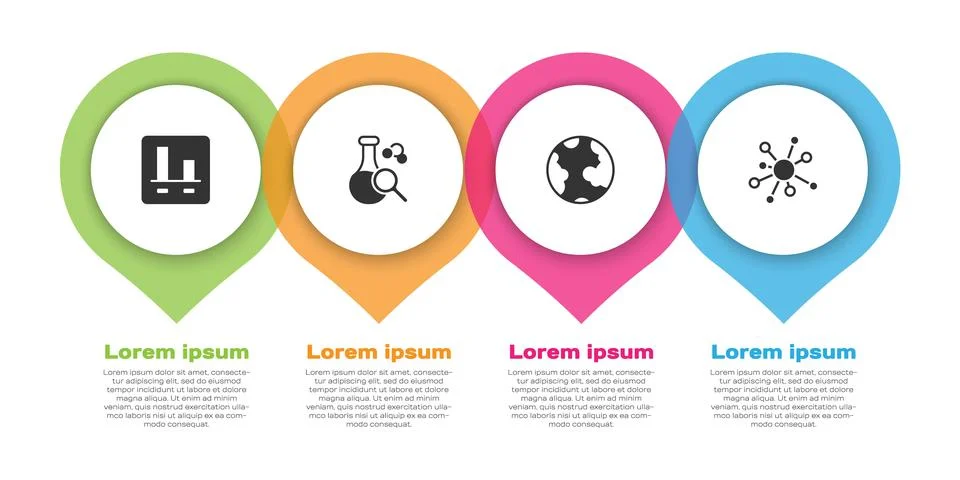 Set Graph chart infographic, Test tube, Earth globe and Molecule. Business .. Stock Illustration