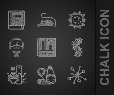 Set Graph chart infographic, Timing belt kit, Molecule, Virus, Basic geometric Stock Illustration