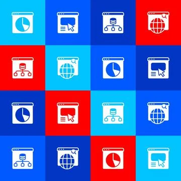 Set Graph chart infographic, UI or UX design, Server, Data and Search engine  Stock Illustration