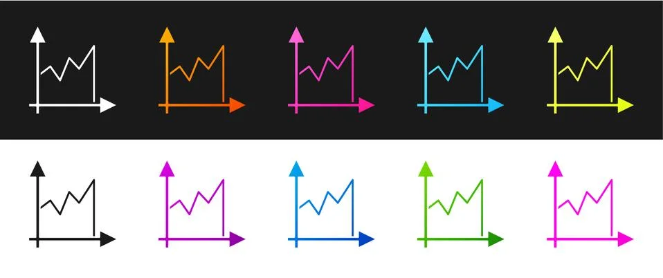 Set Graph, schedule, chart, diagram, infographic, pie graph icon isolated on Illustrazione stock