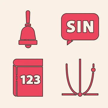 Set Graph, schedule, chart, diagram, Ringing bell, Mathematics function sine and Stock Illustration