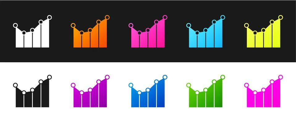 Set Graph, schedule, chart, diagram, infographic, pie graph icon isolated on Stock Illustration