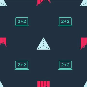 Set Graph, schedule, chart, diagram, Geometric figure Tetrahedron and Chalkboard イラスト素材