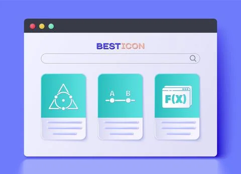 Set Graph, schedule, chart, diagram, Triangle math and Function mathematical Stock Illustration
