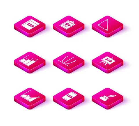 Set Graph, schedule, chart, diagram, Mobile calculator interface, Feather and Illustrazione stock