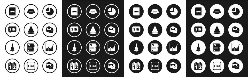 Set Graph, schedule, chart, diagram, Geometric figure Cone, Mathematics function Stock Illustration