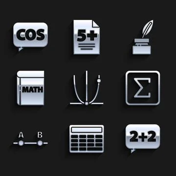 Set Graph, schedule, chart, diagram, Calculator, Equation solution, Sigma symbol Stockillustratie