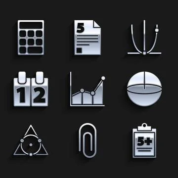 Set Graph, schedule, chart, diagram, Paper clip, Test or exam sheet, Geometric Stock Illustration
