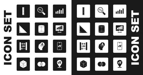 Set Graph, schedule, chart, diagram, Geometric figure, Triangle math, Ruler Stock Illustration