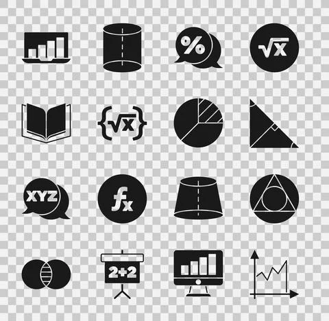 Set Graph, schedule, chart, diagram, Triangle math, Angle bisector of triangle Stock Illustration