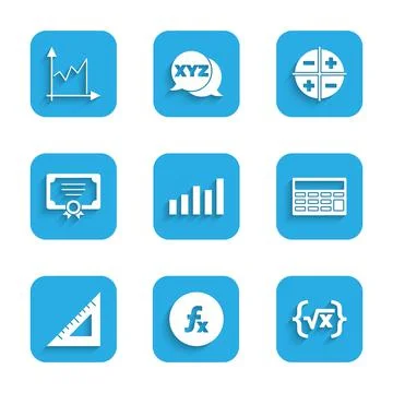 Set Graph, schedule, chart, diagram, Function mathematical symbol, Square root Stock Illustration
