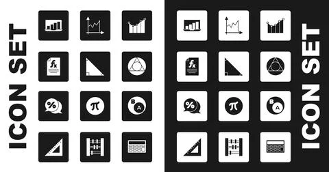 Set Graph, schedule, chart, diagram, Triangle math, Function mathematical symbol Stock Illustration